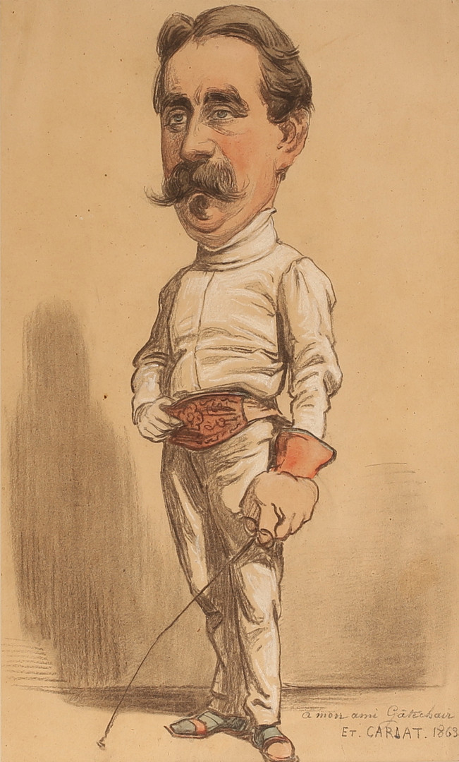 Akvarell/blandteknik på papper, Signerad E. Carjat och daterad 1863.