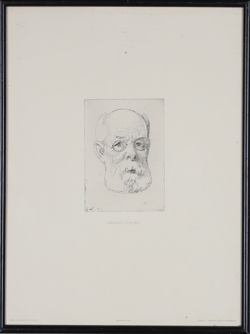 "Mårten Sondén". Etsning, Fören. F. Grafisk Konst, Stockholm, osignerad.
