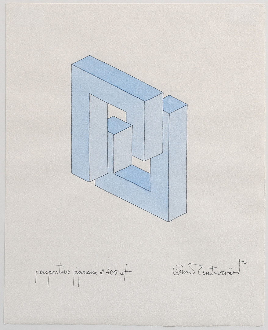 AKVARELL, "PERSPECTIVE JAPONAISE NO 405", SIGNERAD.