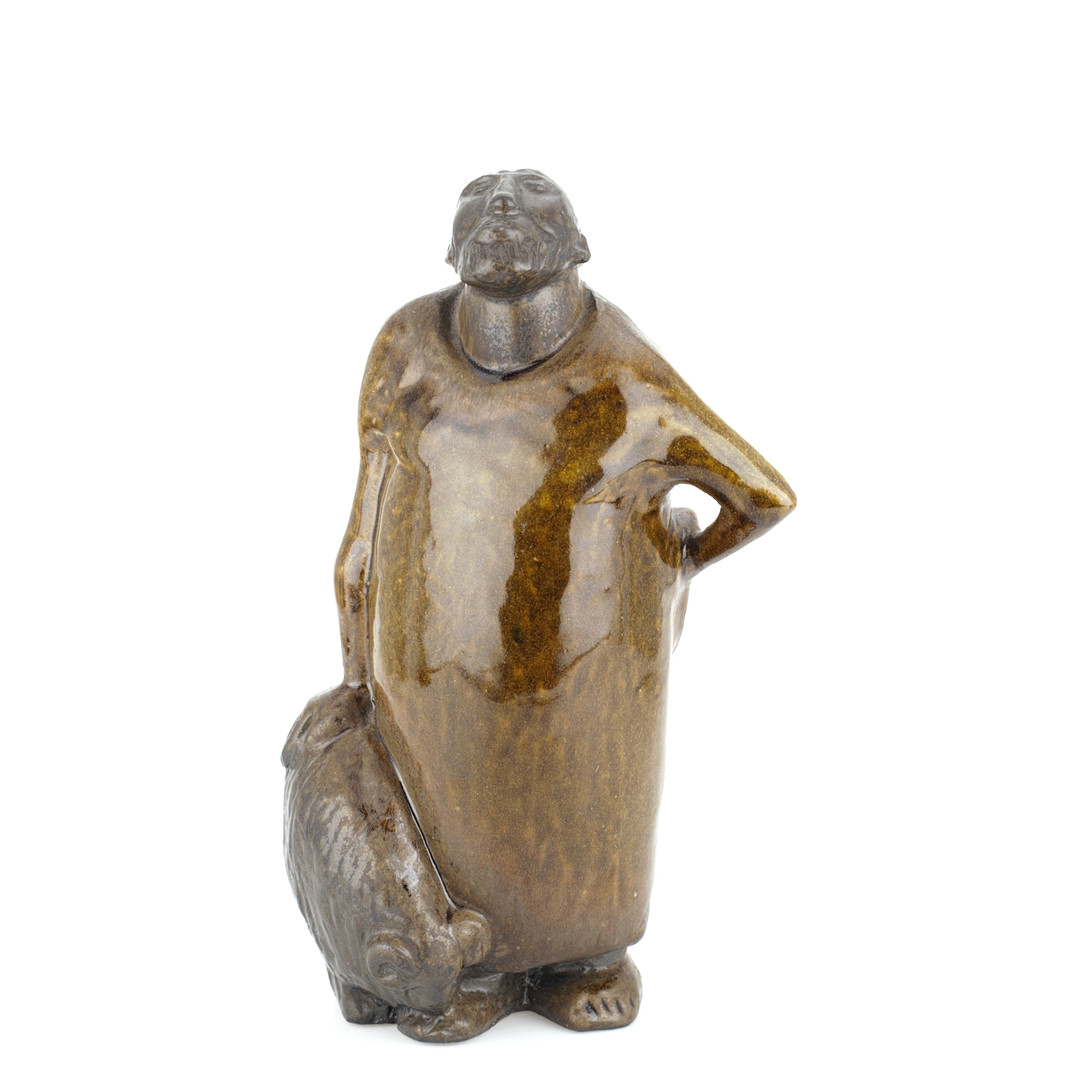 Skulptur, "Abraham och väduren", glaserat stengods, signerad.