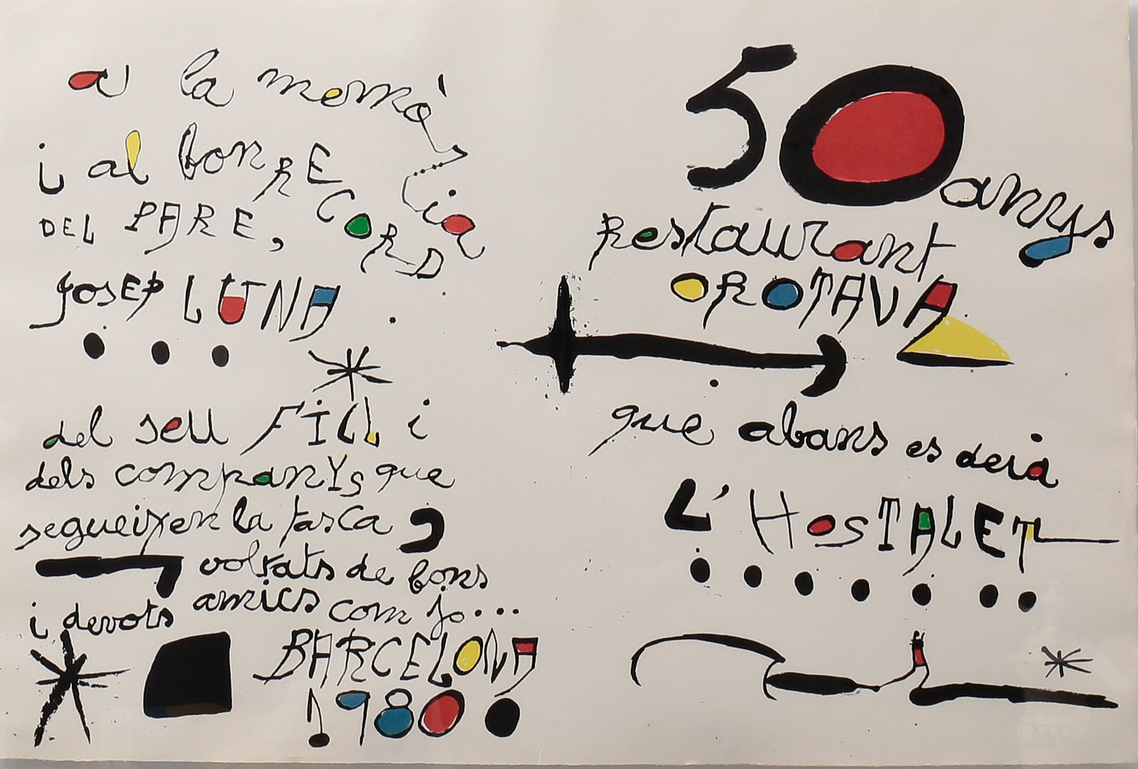 "50 anys del restaurant Orotava", Barcelona 1980.
