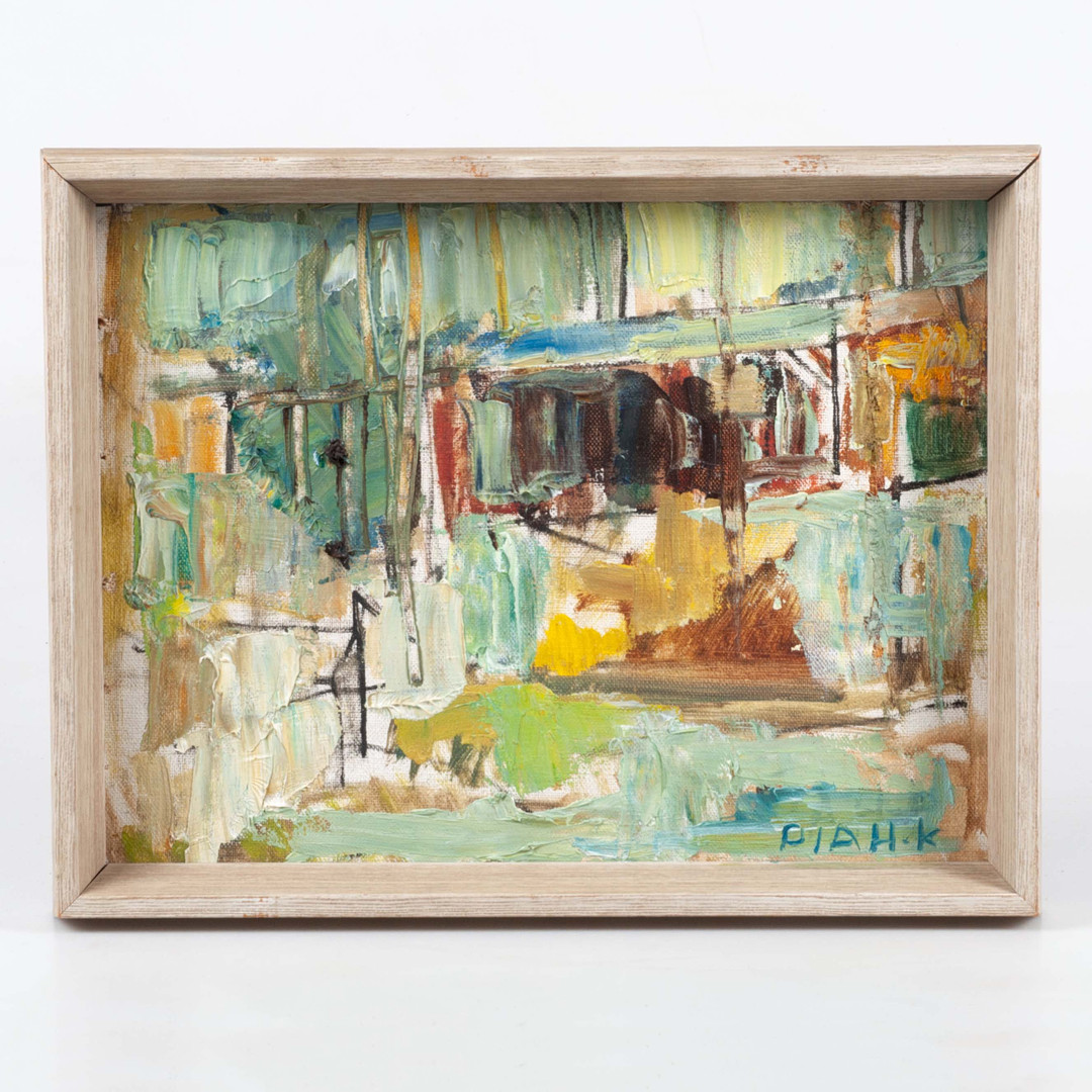 Olja på pannå, Abstrakt komposition, 1965.