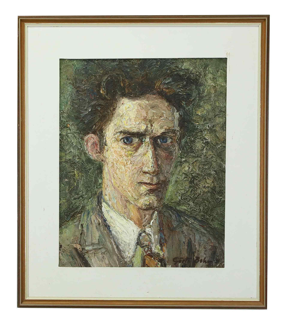 Olja på pannå, Porträtt, signerad, daterad 1931.