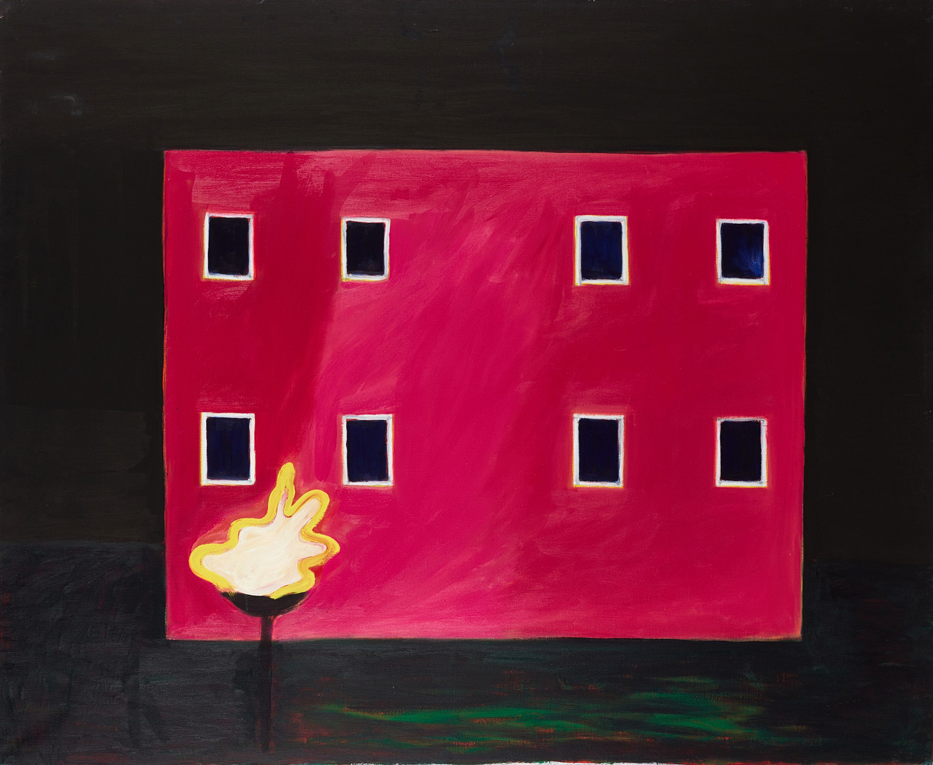 Trädet vid rosa huset, osignerad, målning nr 736, olja på duk.