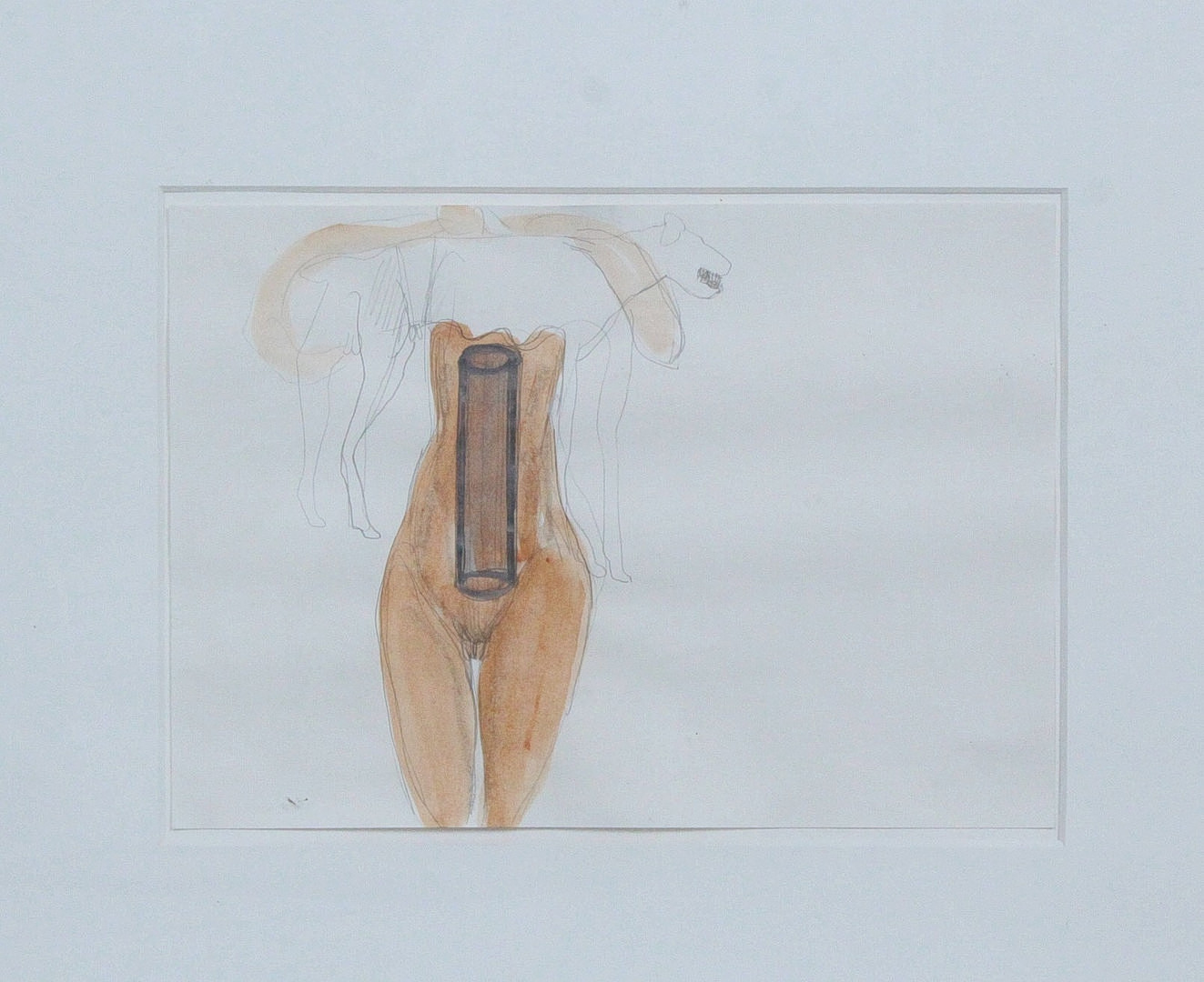 (bk). 'Menschliche Skizze', Zeichnung / Aquarell.