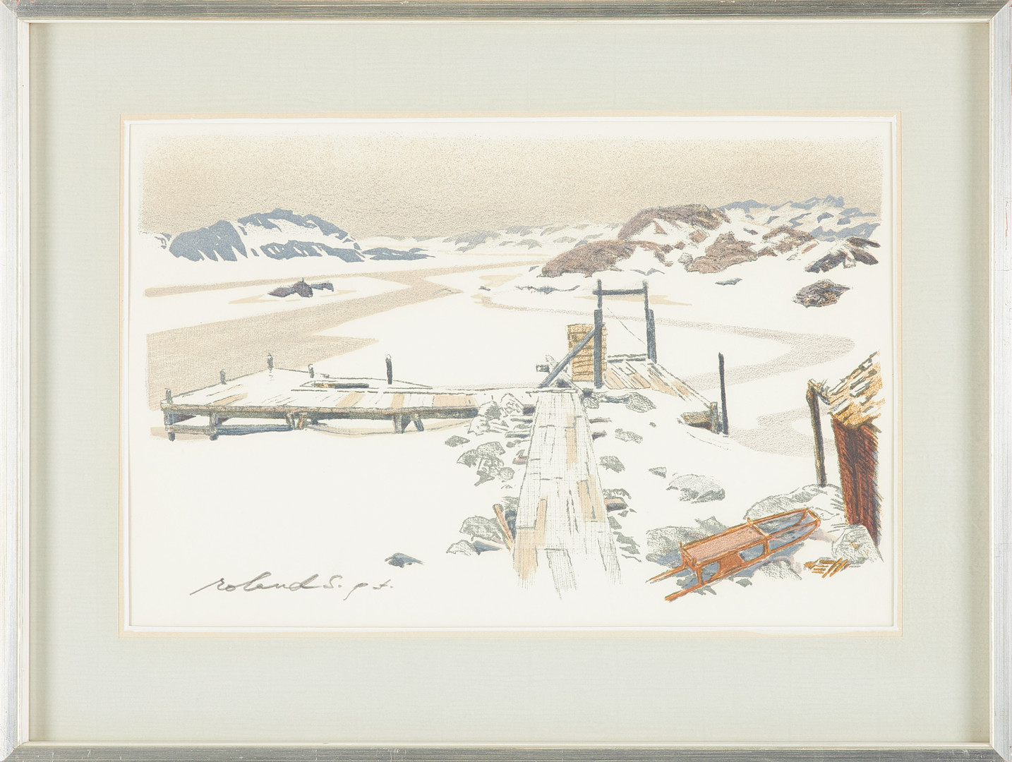"Karlssons bro", litografi, signerad, provtryck.