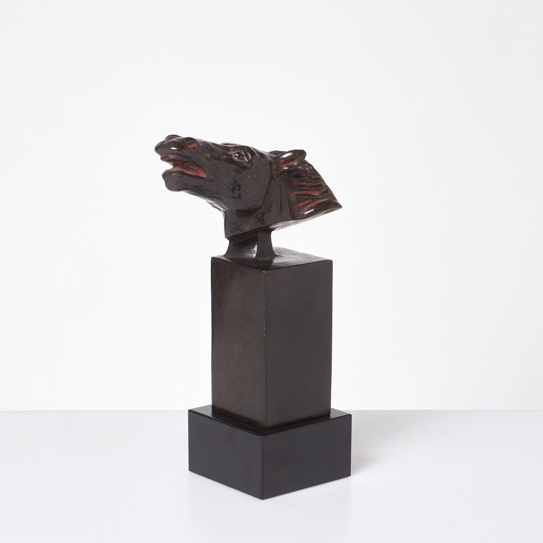 Axel Wallenberg, Skulptur, i form av hästhuvud, patinerad brons, på sockel, signerad Wallenberg, gjutarstämpel DBB Cire Perdue, numrerad IV/VII.