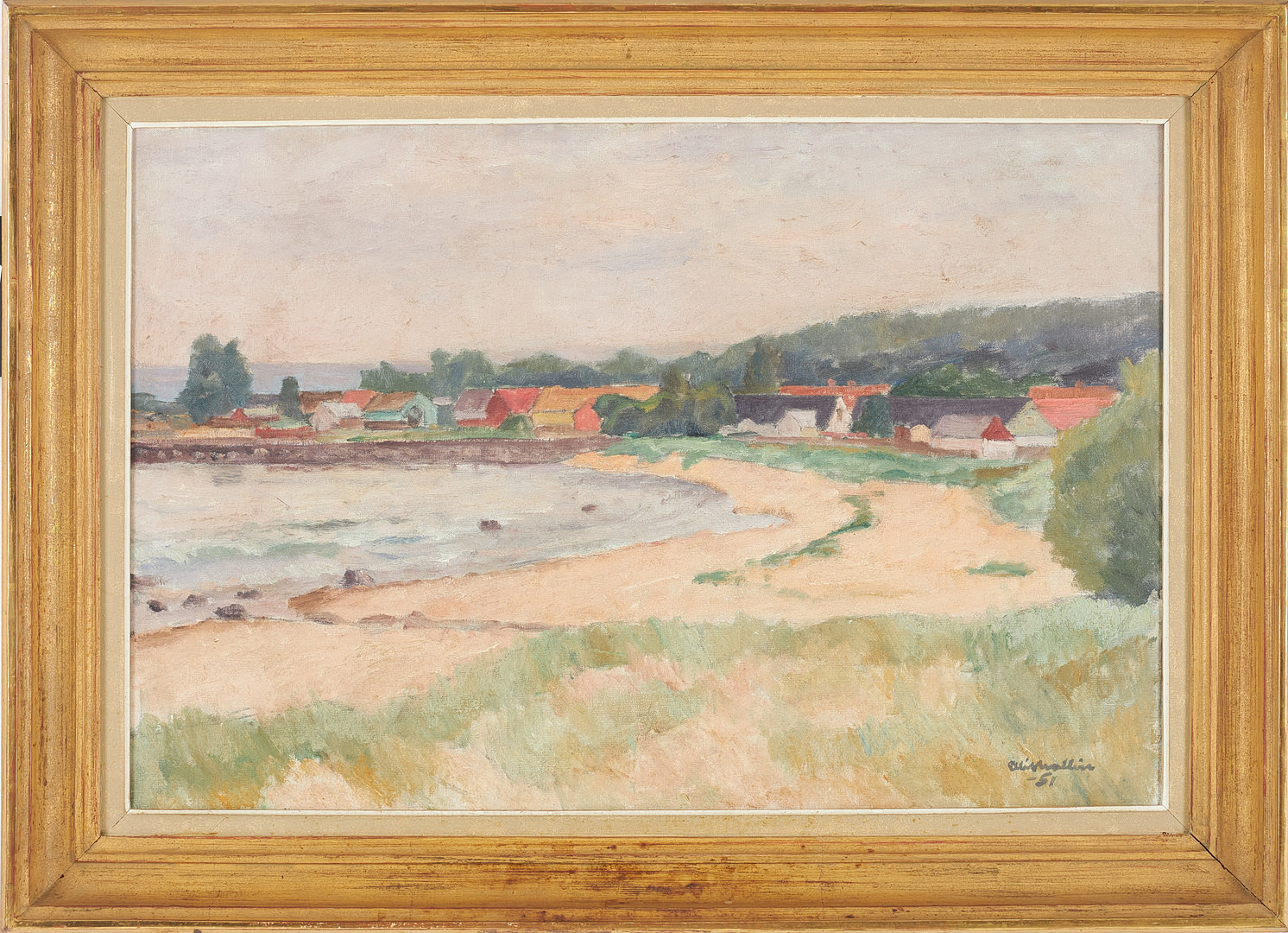 Strandmotiv, olja på duk, signerad, daterad -51.
