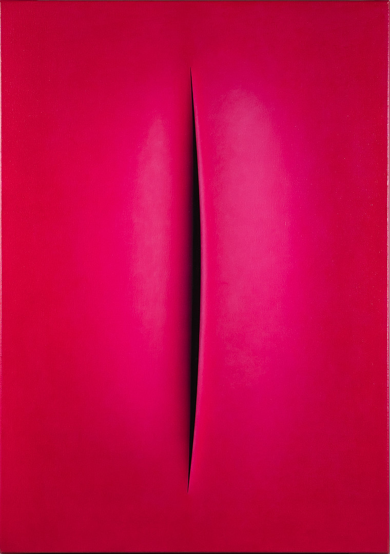 "Hommage à Fontana" XXXI", olja på duk, signerad a tergo.