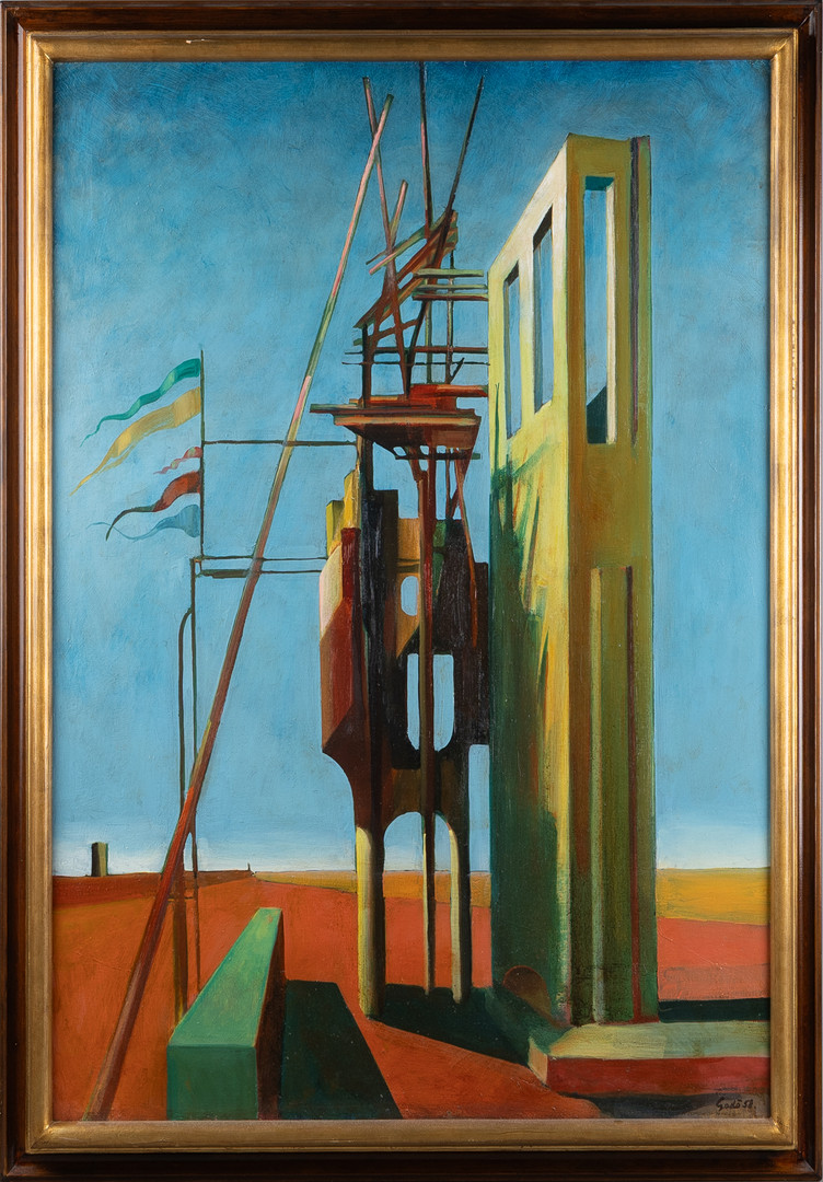 "Provhuset", olja på duk.