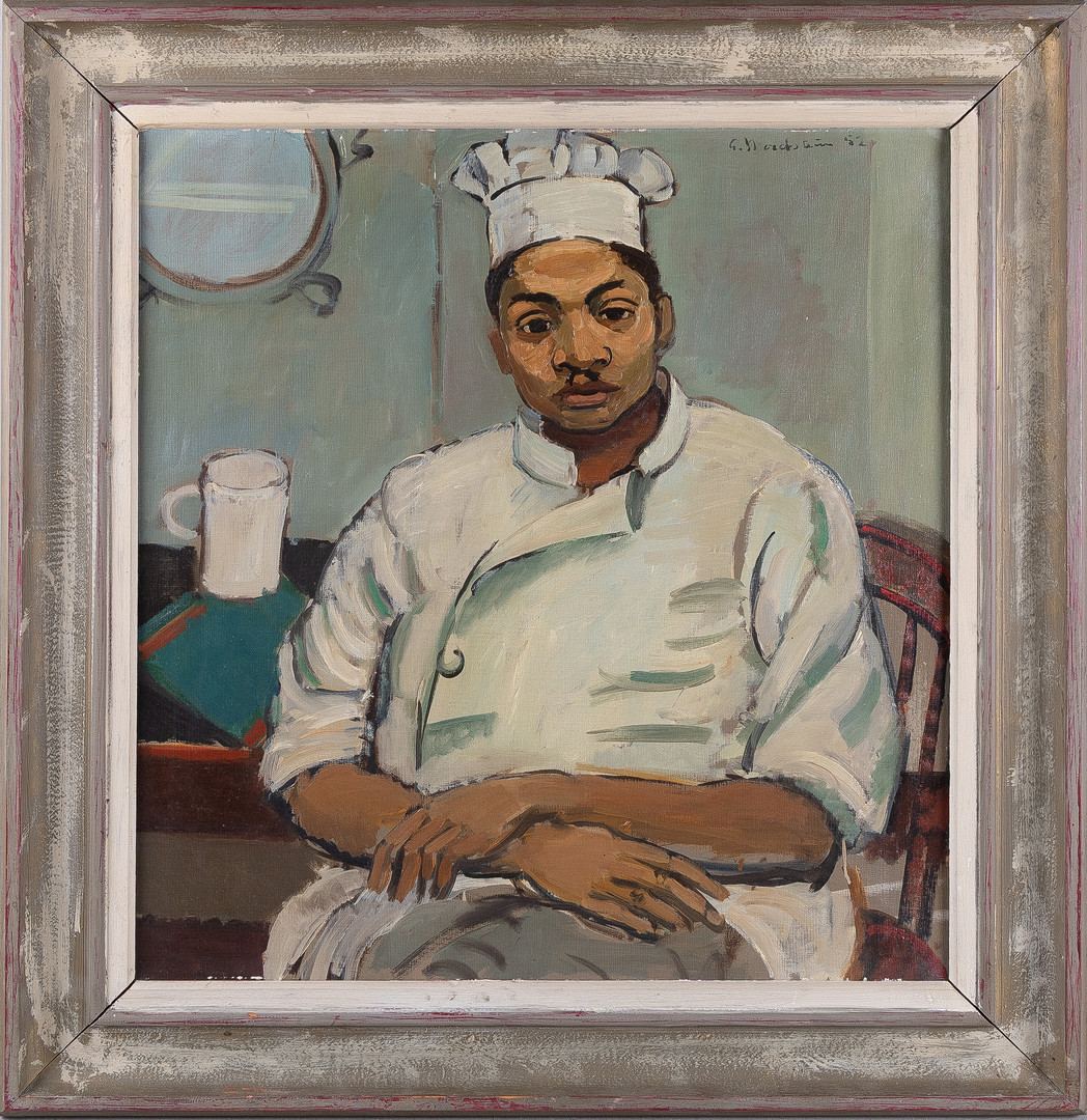 Porträtt av kock, olja på duk, signerad -52.