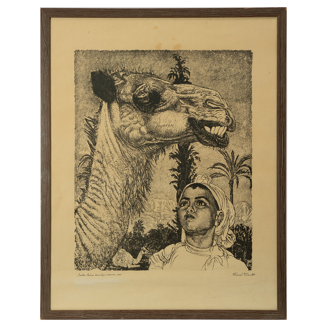 "Berberi Tüdruk Kaameliga", litografiskt tryck, signerad i trycket, 1940.
