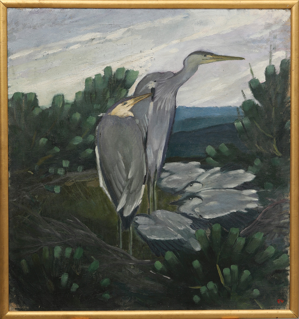 "Hägerboet", olja på duk, signerad E.N.