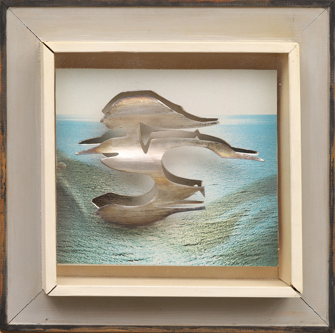 "Albatros", blandteknik, relief, bl a sterlingsilver, signerad.