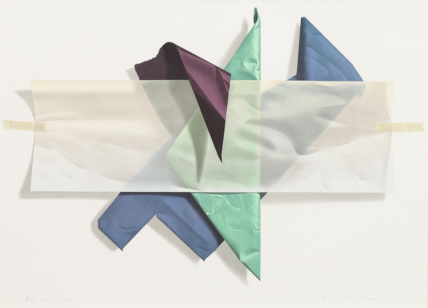 "Paper objects with transparent", litografi, signerad och numrerad EA XXII/XXXVI.
