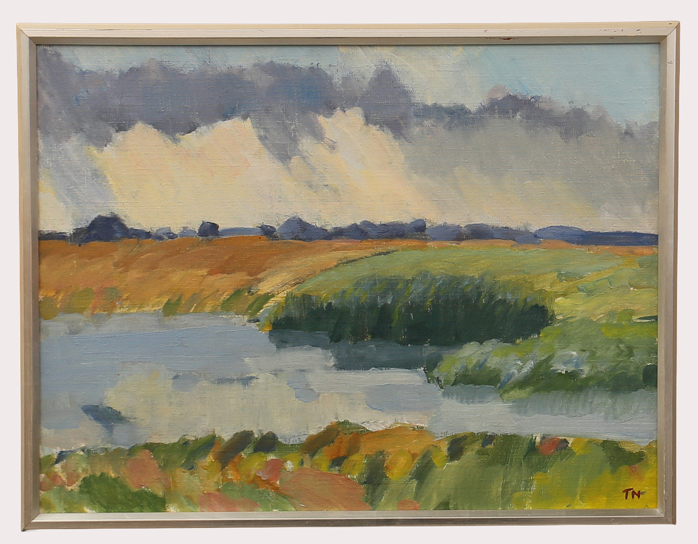 Olja på pannå, "Stormby Öland", signerad.