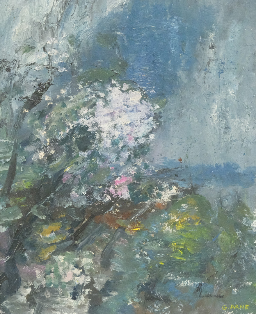 "VIKEN, BLOMMANDE TRÄD", OLJA PÅ PANNÅ, 1986.