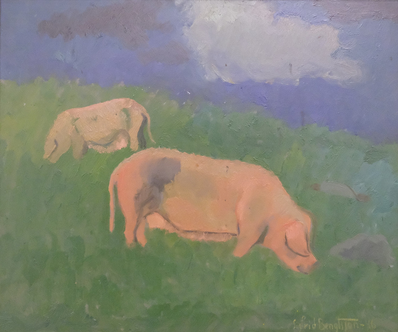 "SOLBRÄNDA GRISAR", OLJA PÅ PANNÅ.