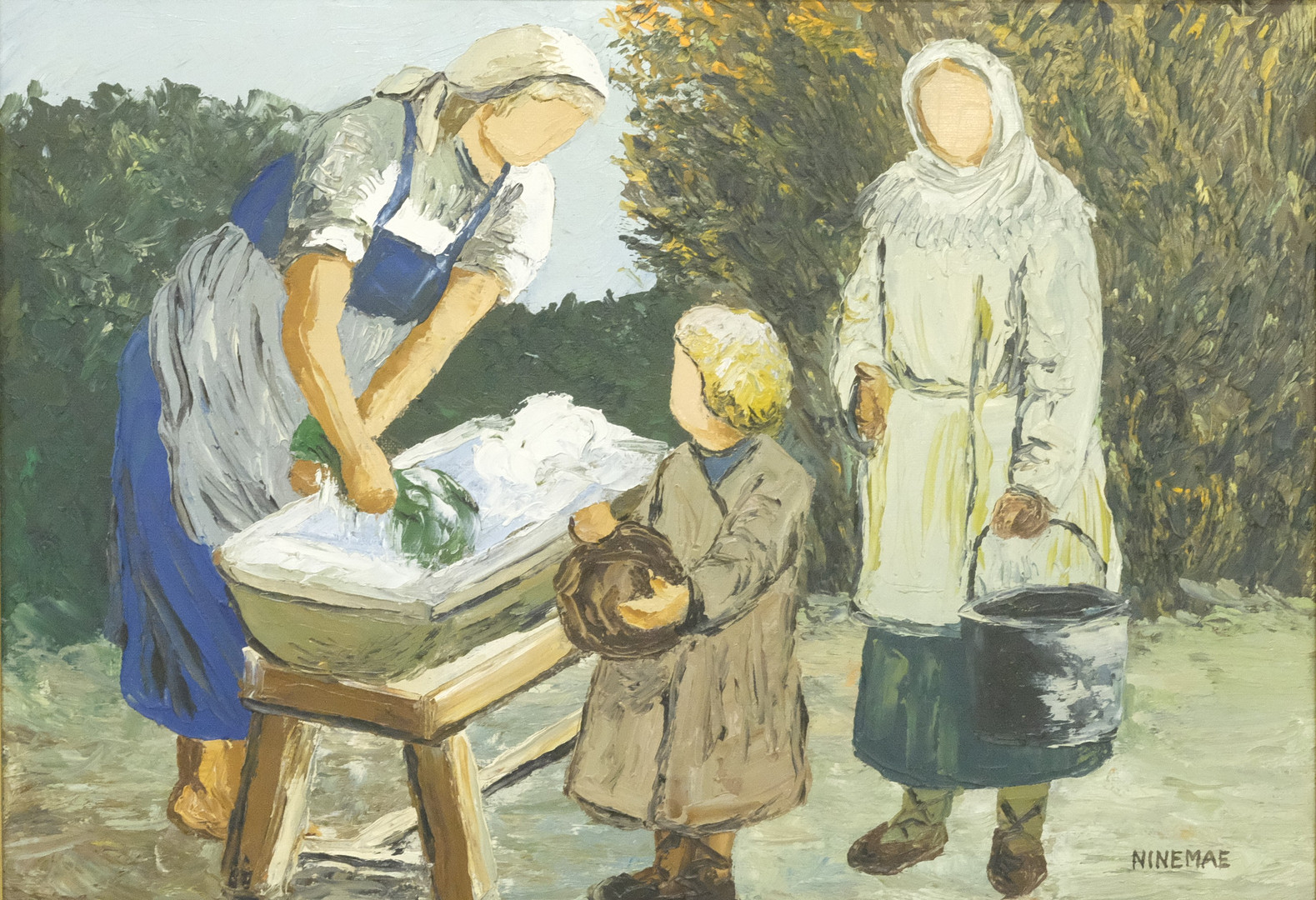 "TVÄTTERSKANS HÅRDA VARDAG FÖRRITIDEN", OLJA PÅ DUK.
