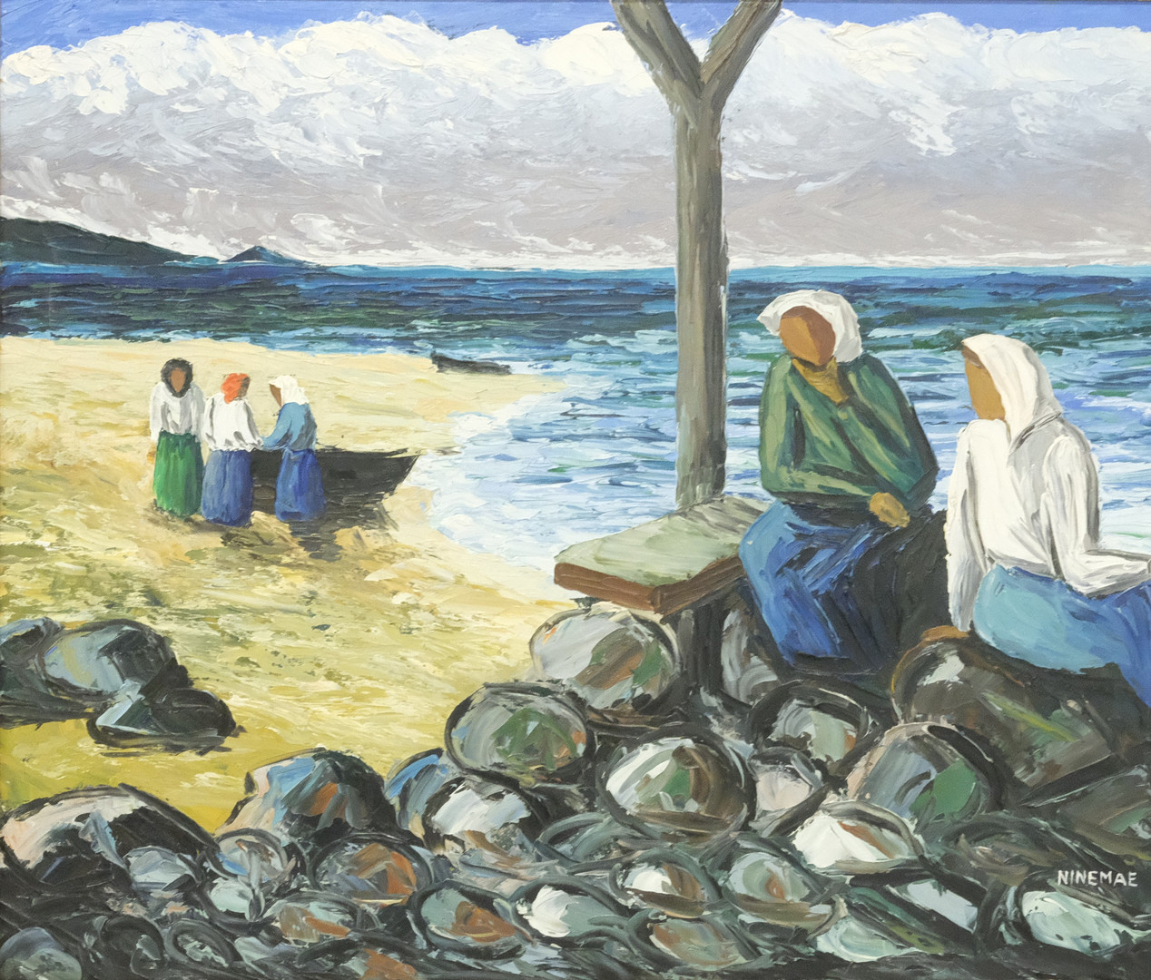 "ENSAMMA KVINNOR", OLJA PÅ DUK.