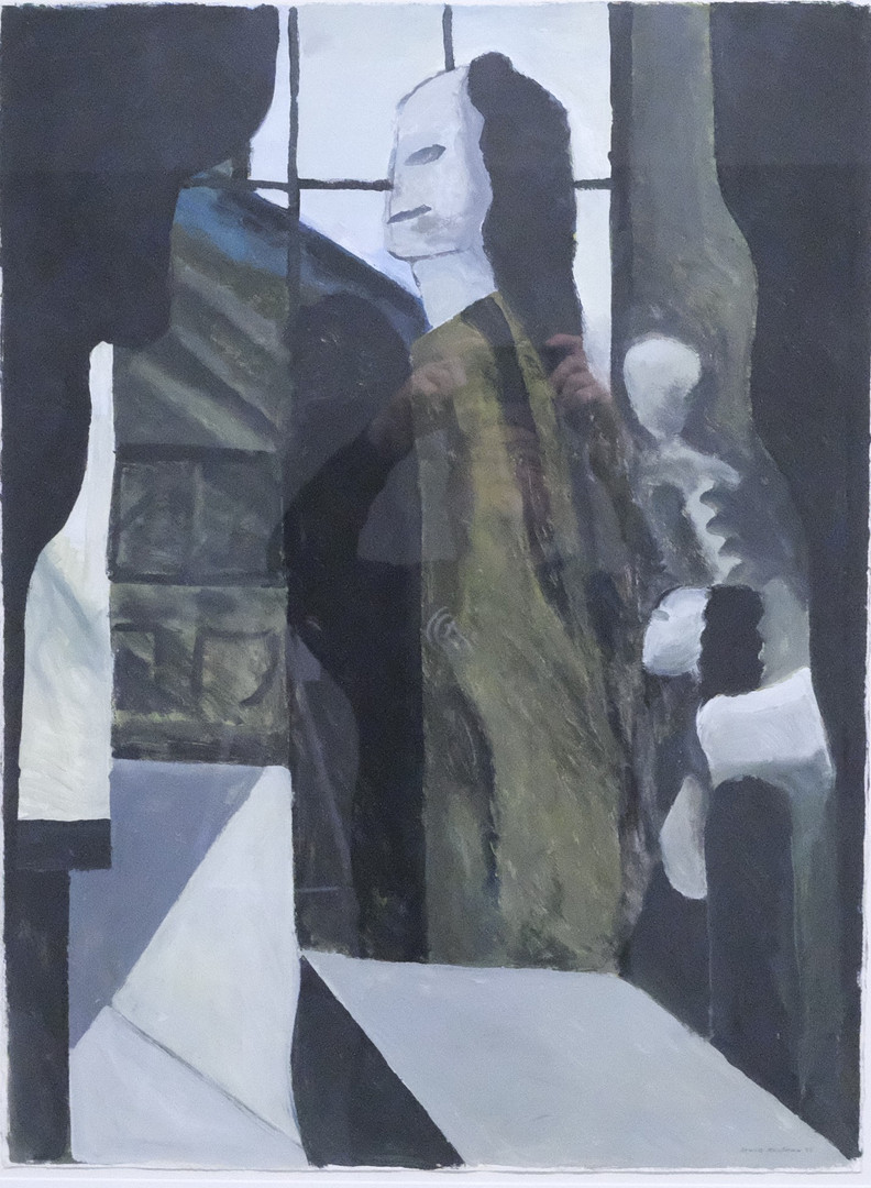 ABSTRAKT FIGUR, GOUACHE / BLANDTEKNIK.