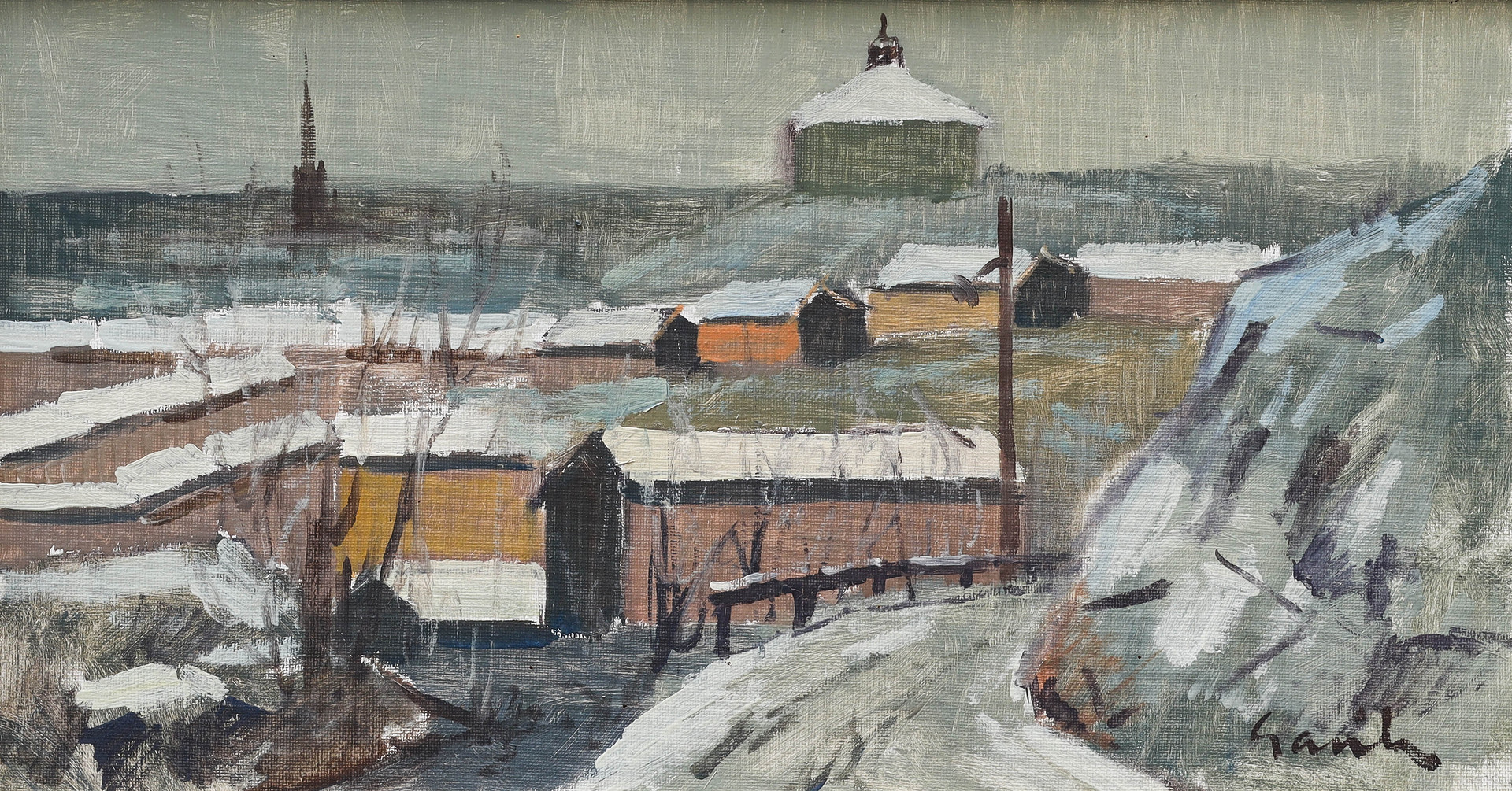 olja på duk, "Utsikt över Annedal", signerad Gavik.