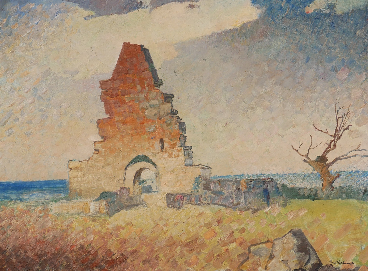 Kapelludden, Öland, olja på duk, signerad Ivan Hoflund.