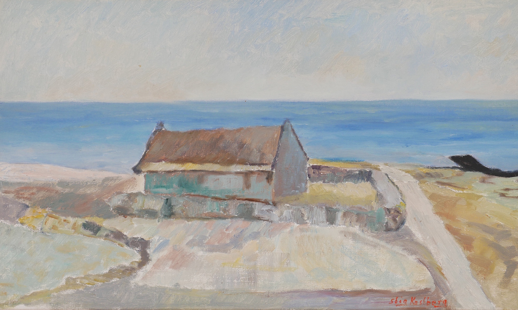 "Bruddestad Öland", olja på duk, signerad Stig Kastberg.