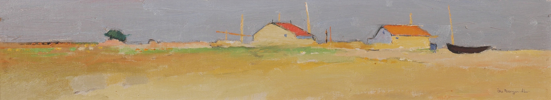 "Sensommardag Djupvik, Öland", olja på pannå, signerad Åke Pettersson-Nåw.