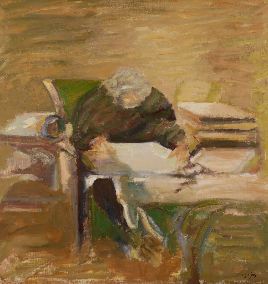 Ivar Morsing, Interiör med läsande figur, olja på duk, signerad I Morsing.