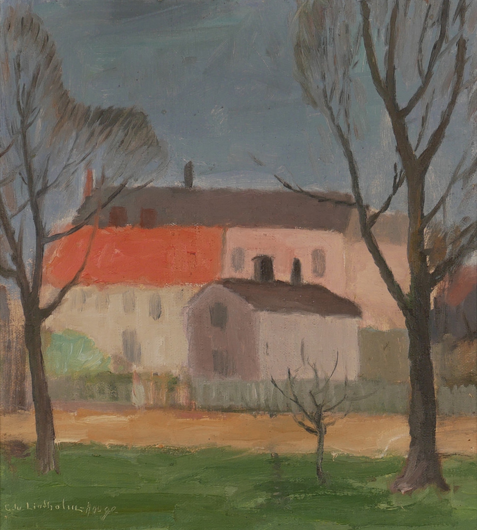 "Esplanaden Kalmar", olja på duk, signerad Edv. Lindholm-Houge.