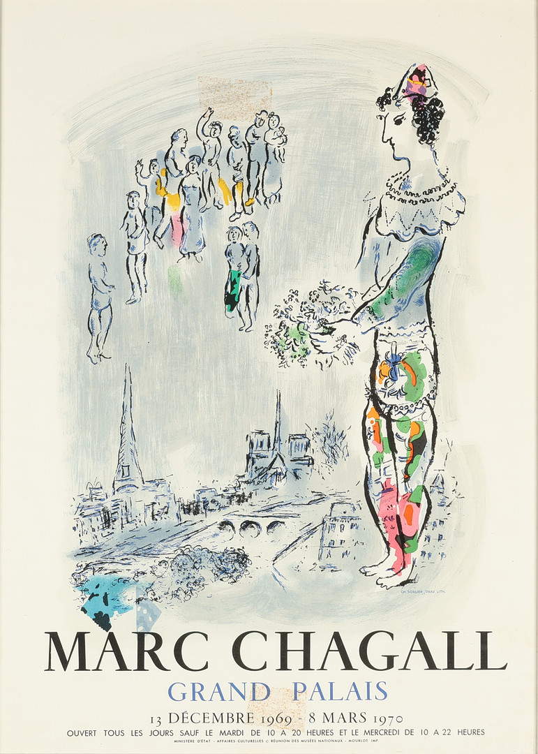 EFTER. Udstillingsplakat fra Grand Palais i Paris 'Marc Chagall' fra 1969-70.