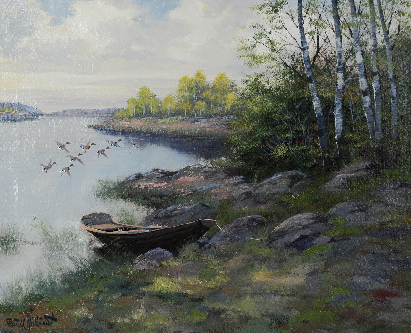 Sjömotiv, olja på duk, signerad.