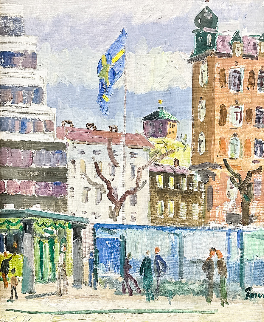 OLJA PÅ DUK, "Järntorget Göteborg", signerad.