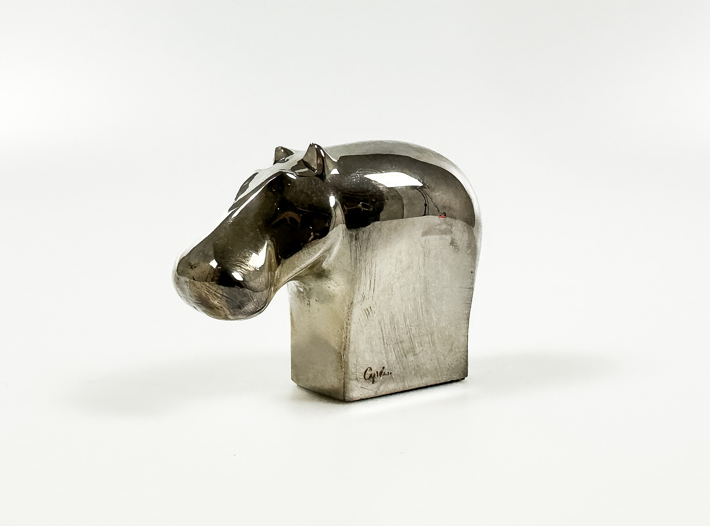 SKULPTUR, "Flodhäst", silverplated, Dansk Design, Japan.