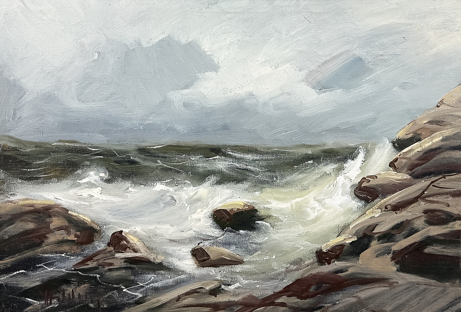 OLJA PÅ DUK, "Höststorm", signerad.