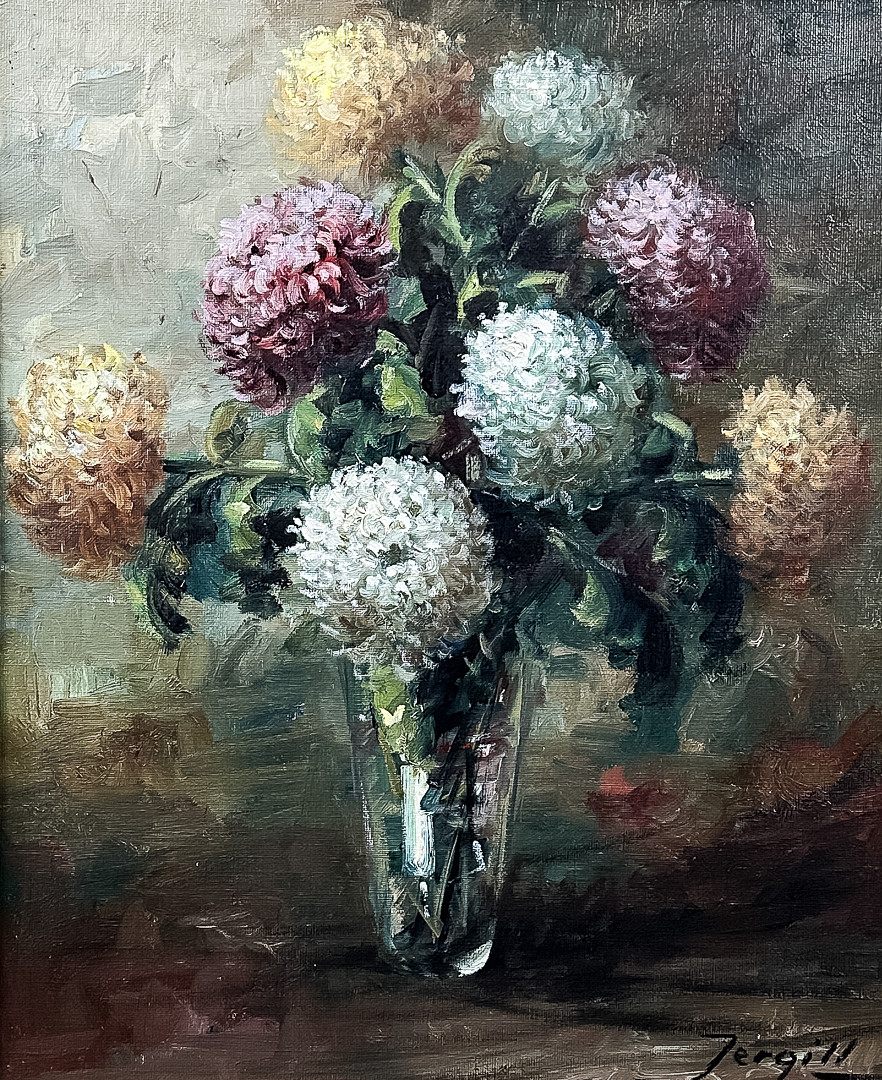 Blomsterstilleben, Olja på duk, Signerad.