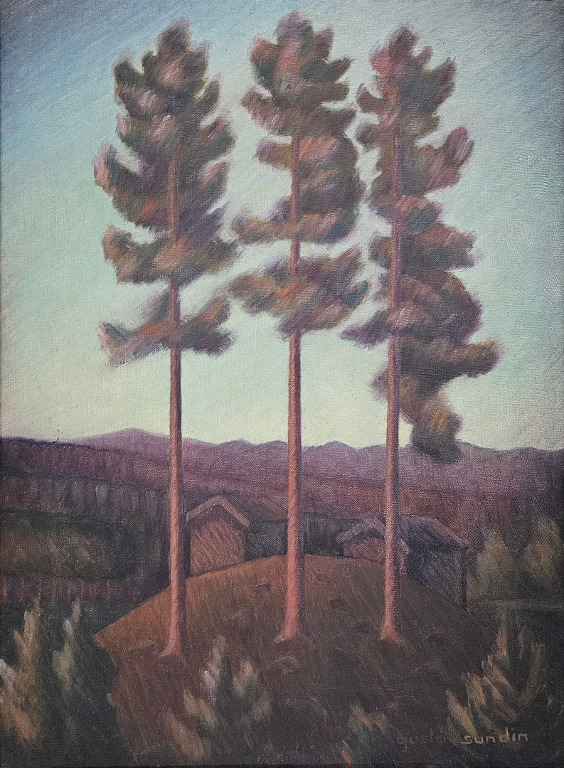 Landskap. Olja på duk, signerad Gustav Sundin.