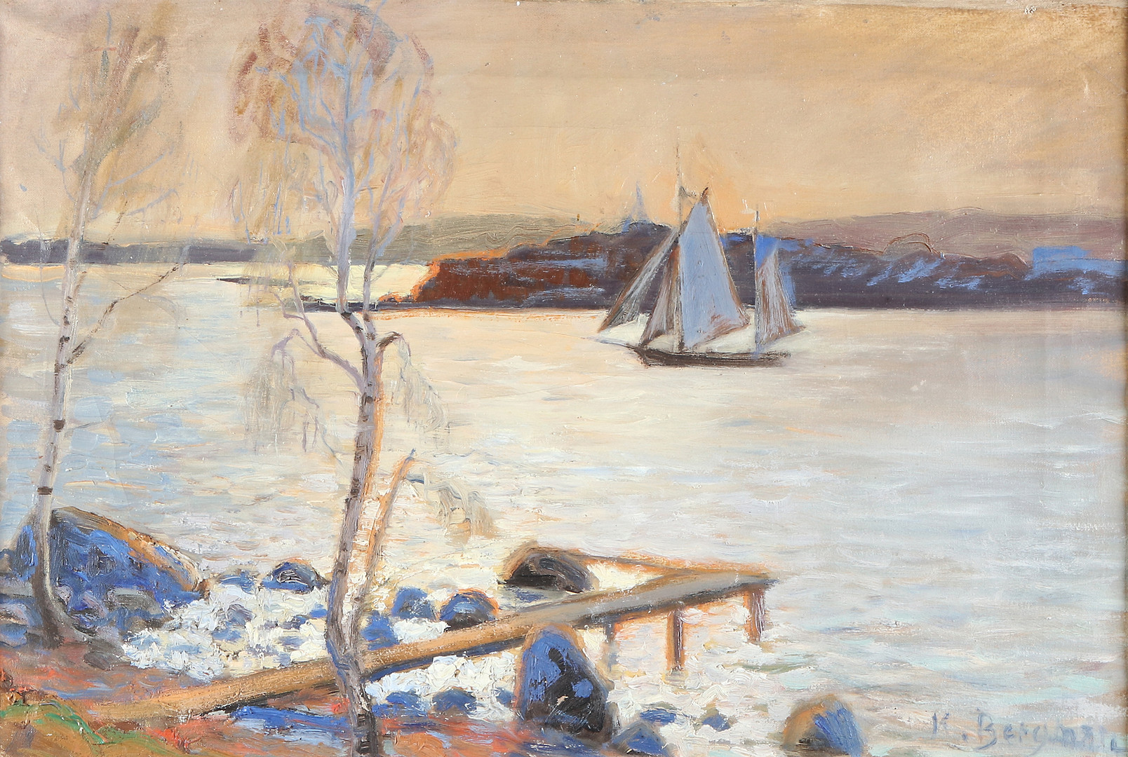 Oljemålning på duk. Skärgårdsmotiv. Signerad.