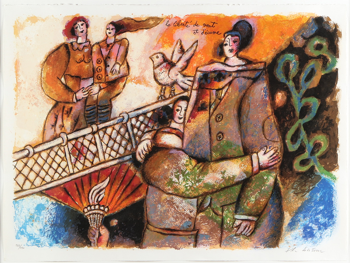 Litografi, 156/180. "La liberté de vent et d'e'cume". Signerad.