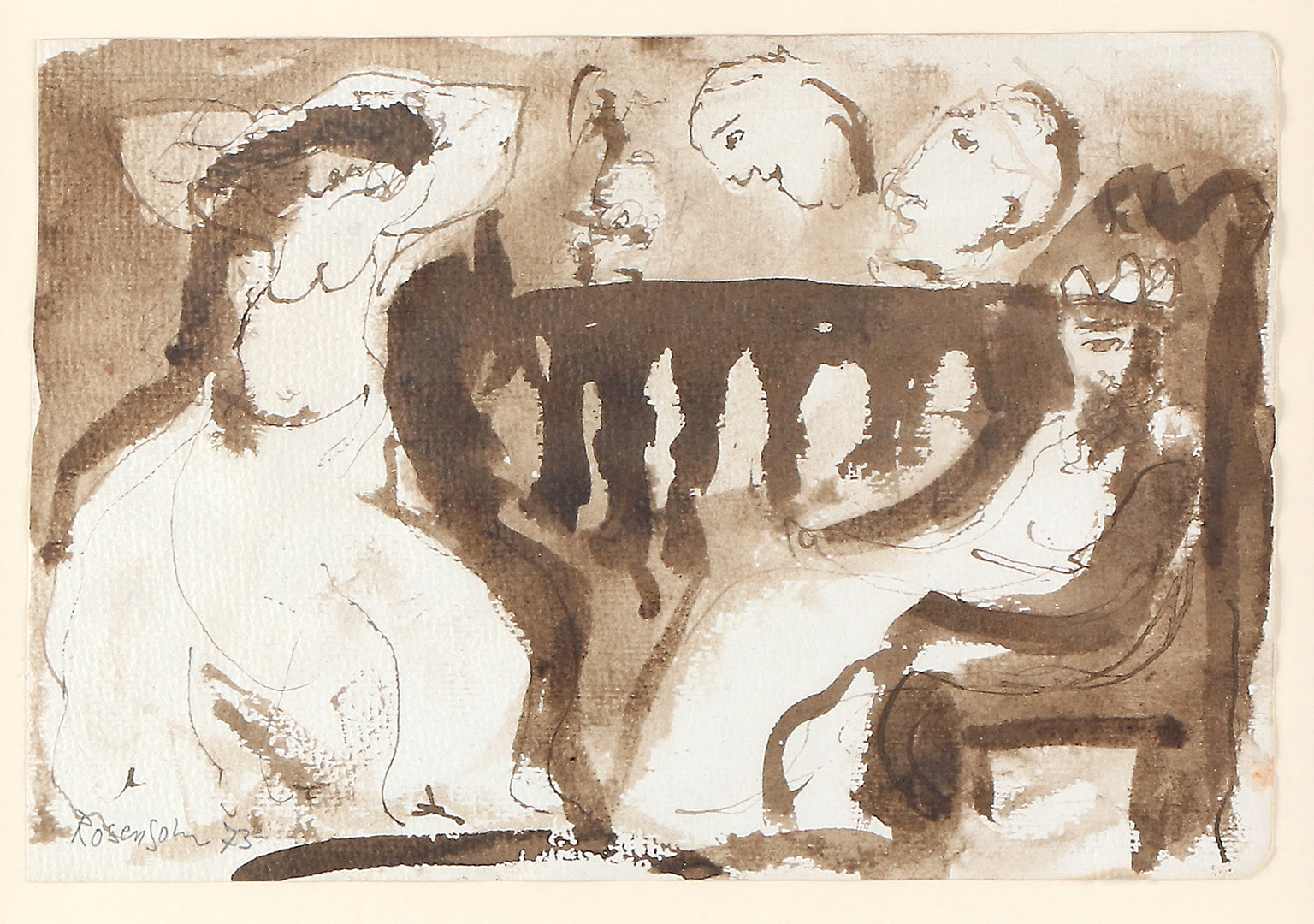 Akvarell i sepia, signerad och daterad -73. "Salome".