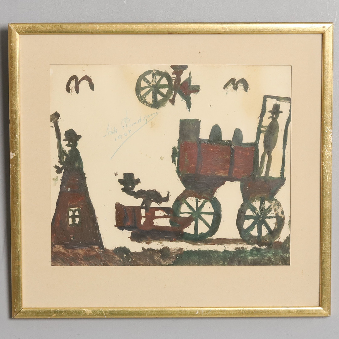 BLANDTEKNIK, " Björnjägaren" signerad, daterad, 1968.