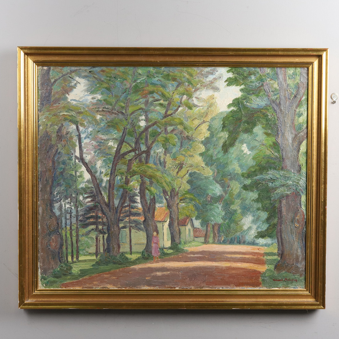 Olja på duk, "Allén i Ulriksdal", signerad.