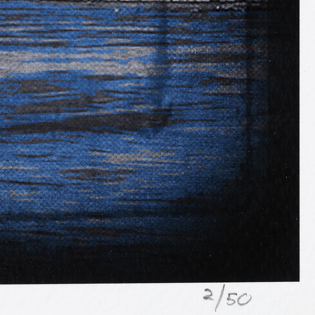 Mixed media, ”I took the banana boat”, blå, signerad, numrerad 2/50.