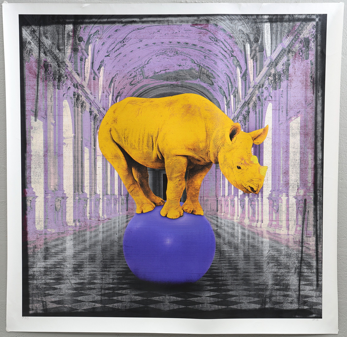 Mixed media, ”Having a ball”,original, på papper, signerad.