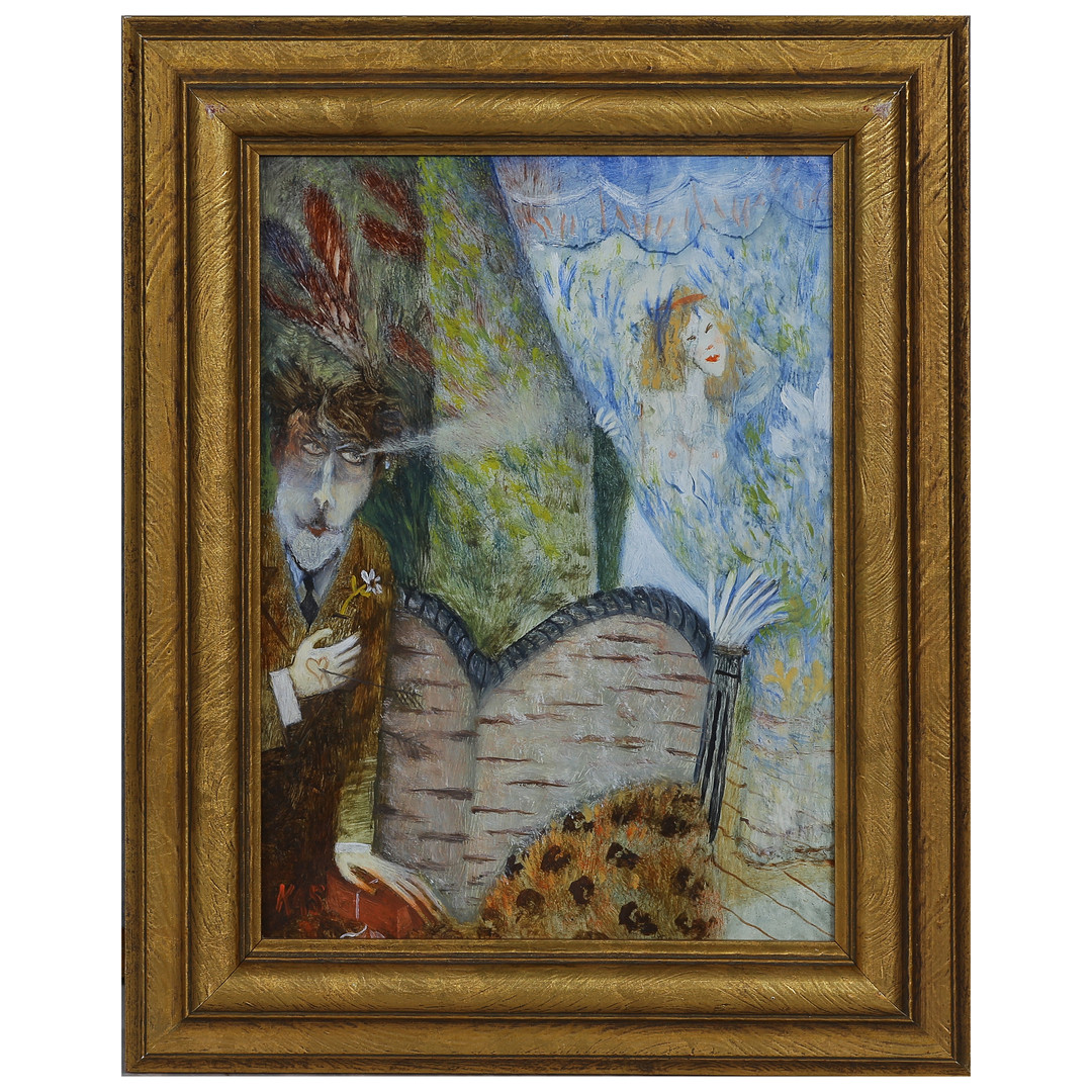 OLJA PÅ PANNÅ "KARL-ALFRED OCH ELINOR (TAUBE)" SIGNERAD.