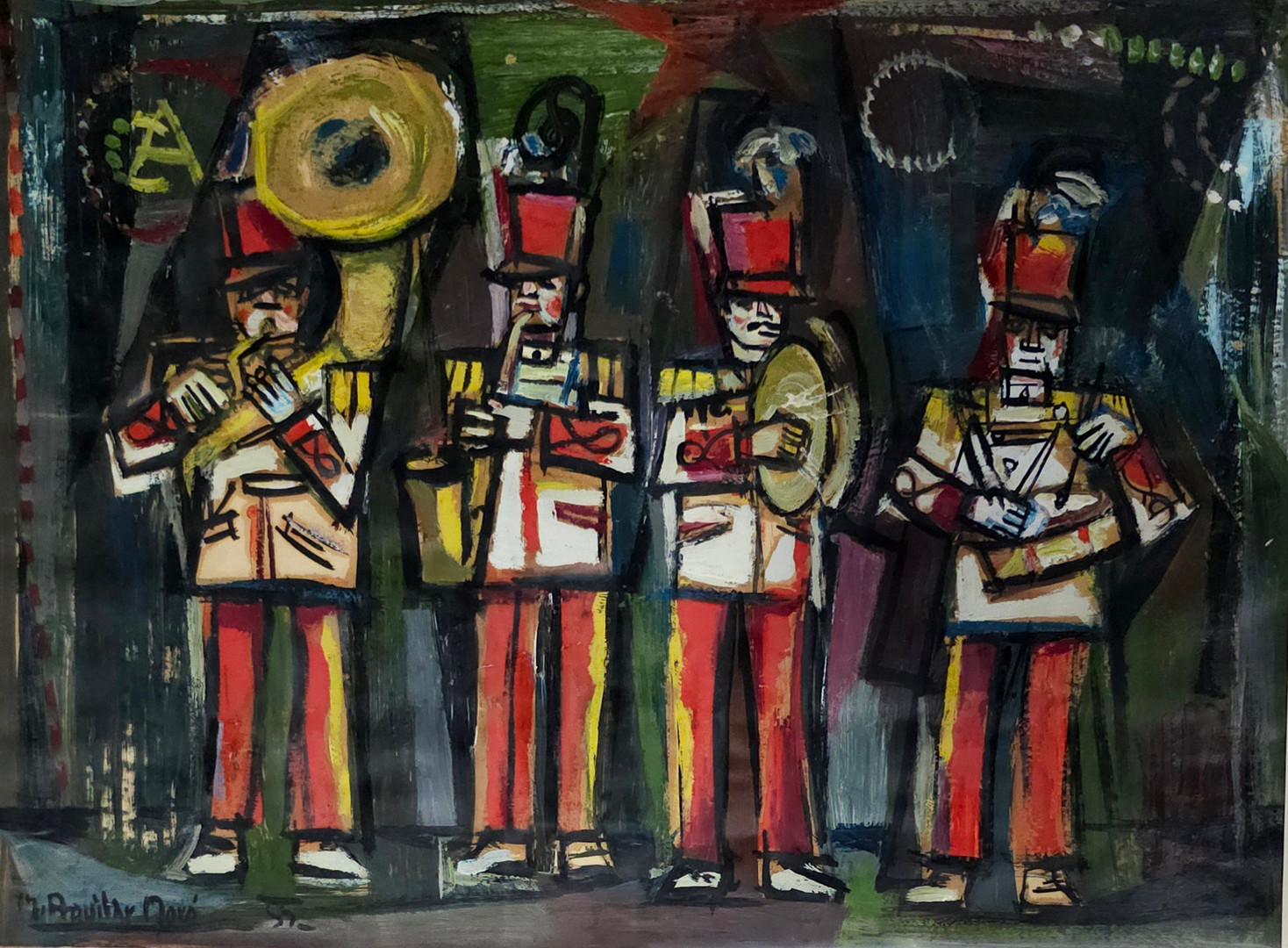 Banda de música. Óleo sobre papel.