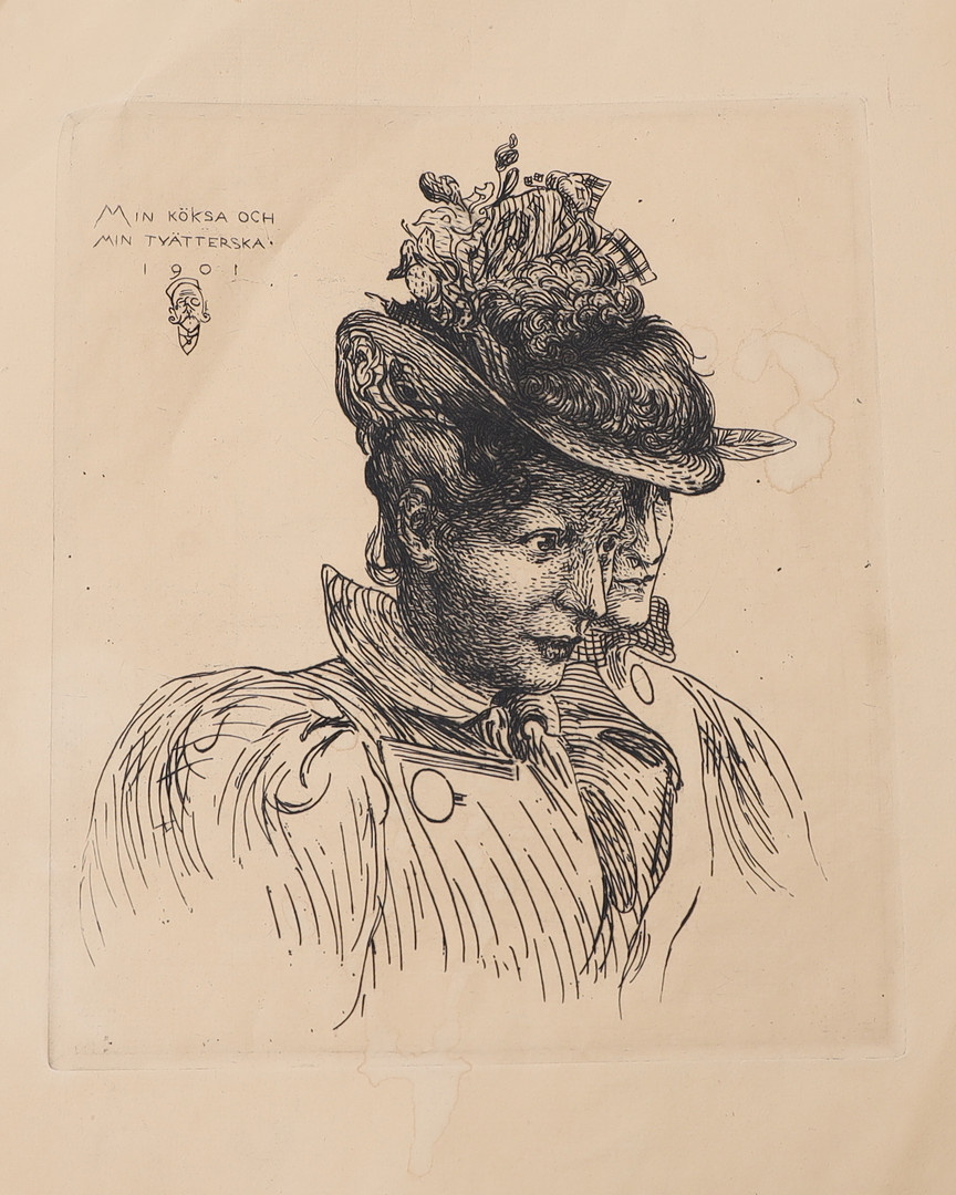 Etsning. "Min köksa och min tvätterska 1901".