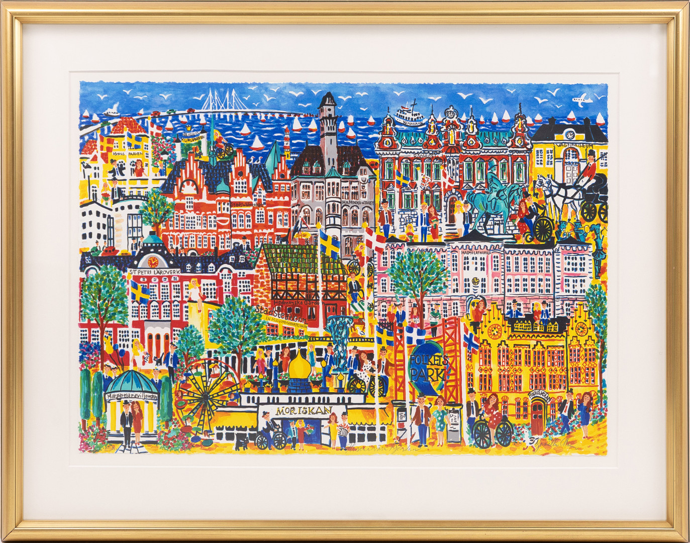 Litografi, EA, Malmömotiv, 80x63 cm.