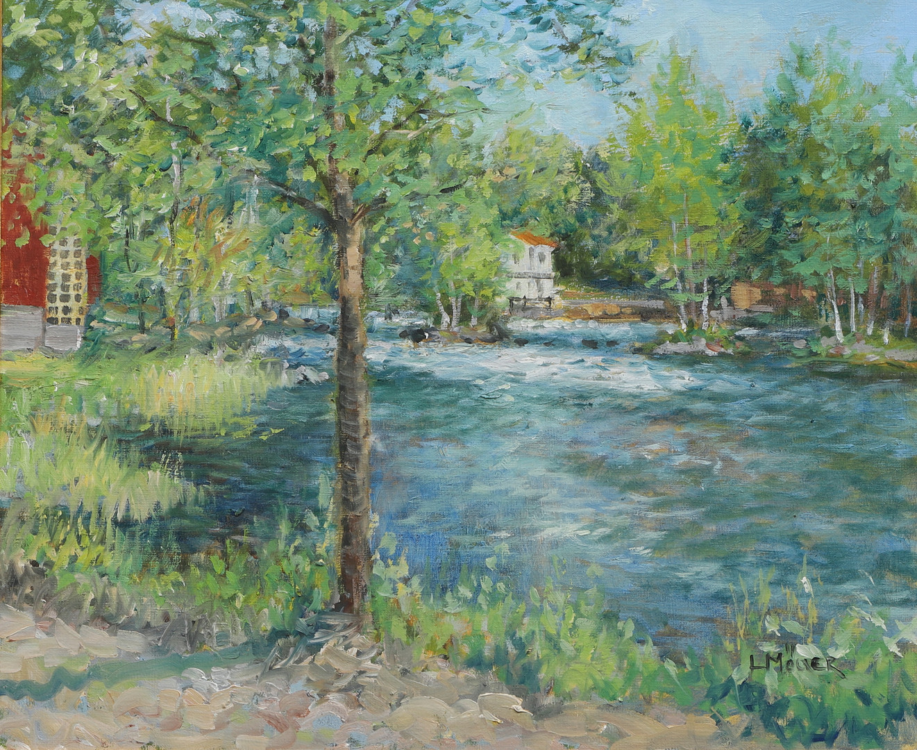 Olja på duk, landskap, Mörrumsån, signerad.